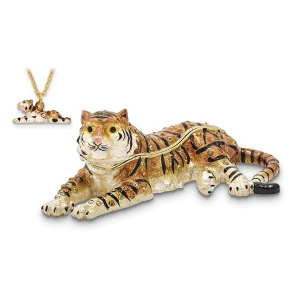 2022 is the Year of the Tiger!  Pewter Bejeweled and enameled Tiger Trinket Box